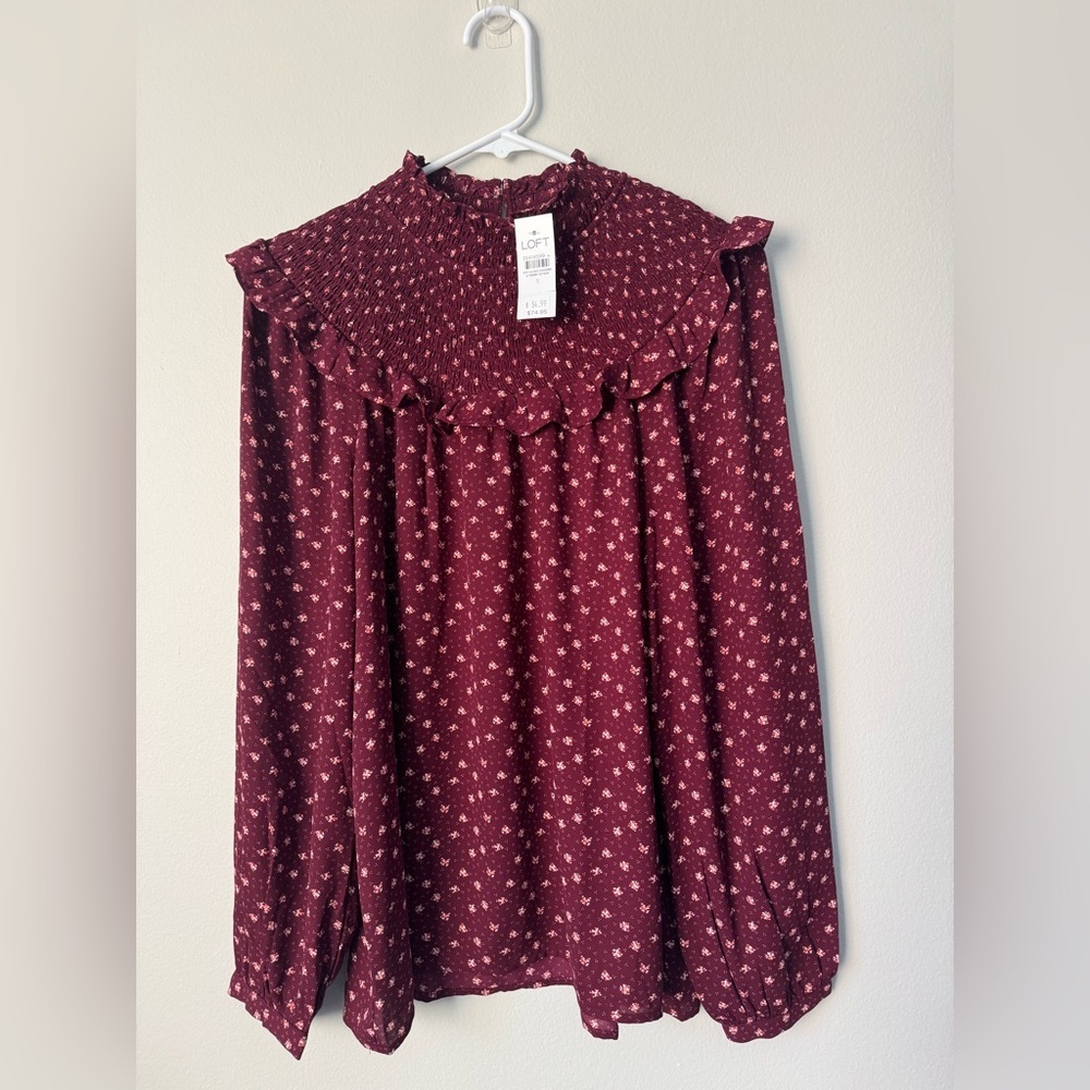Monarch Ruffle Smocked Yoke Blouse Size S - Picture 3 of 11